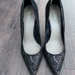 ALDO Black and Silver Patterned Heels
